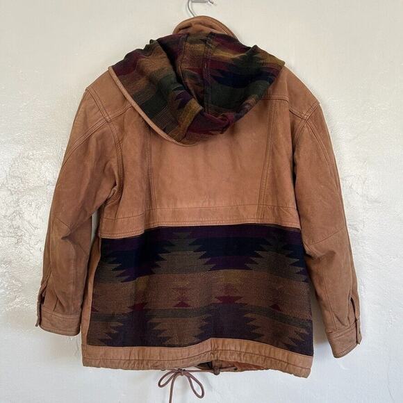 80s Wilson Leather Aztec Jacket Thinsulate Full Zip Womens XS - Picture 13 of 14